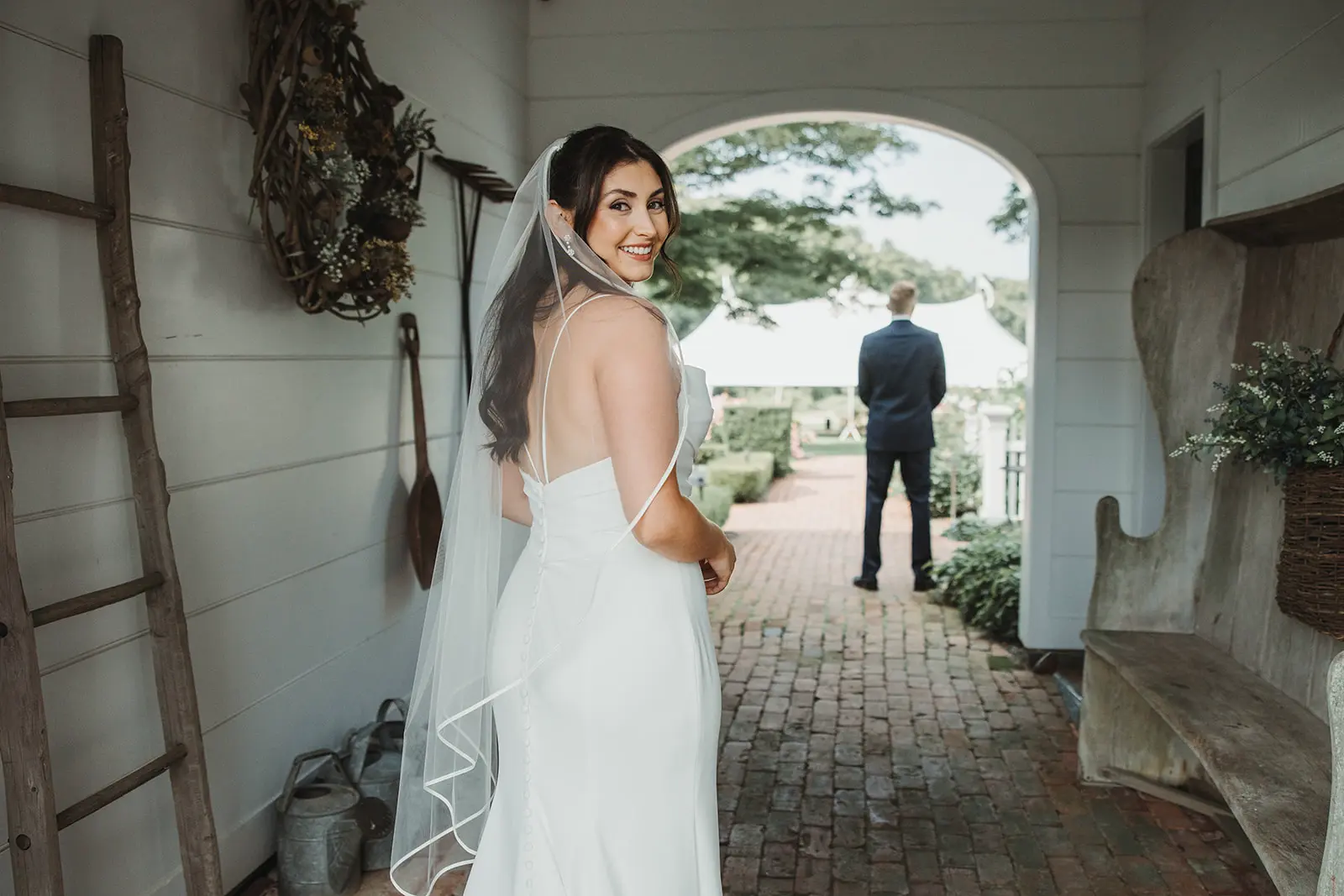 Smith Farm Gardens First Look at Wedding