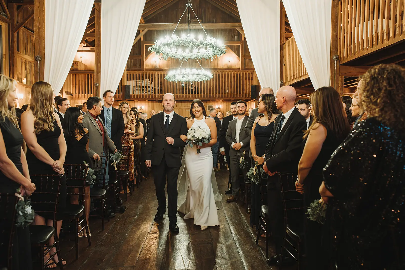Bride Walking Down Aisle at The Barns at Wesleyan Hills