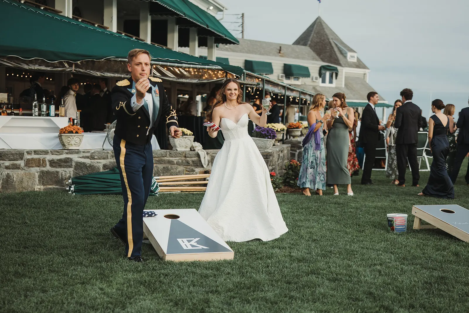 Cocktail Hour with Lawn Games at Madison Beach Club Wedding