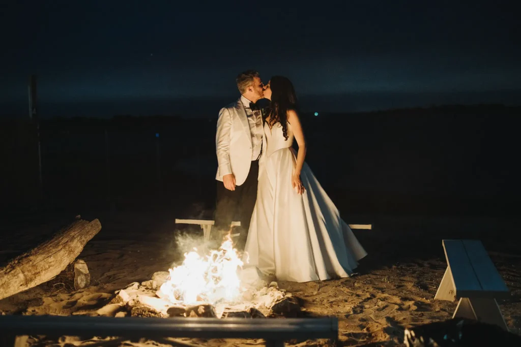Beach Bonfire at CT Wedding