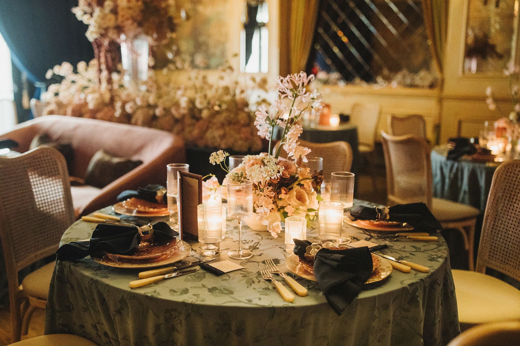 Intimate Wedding Reception Setup in Bard Room at Hotel Chelsea NYC