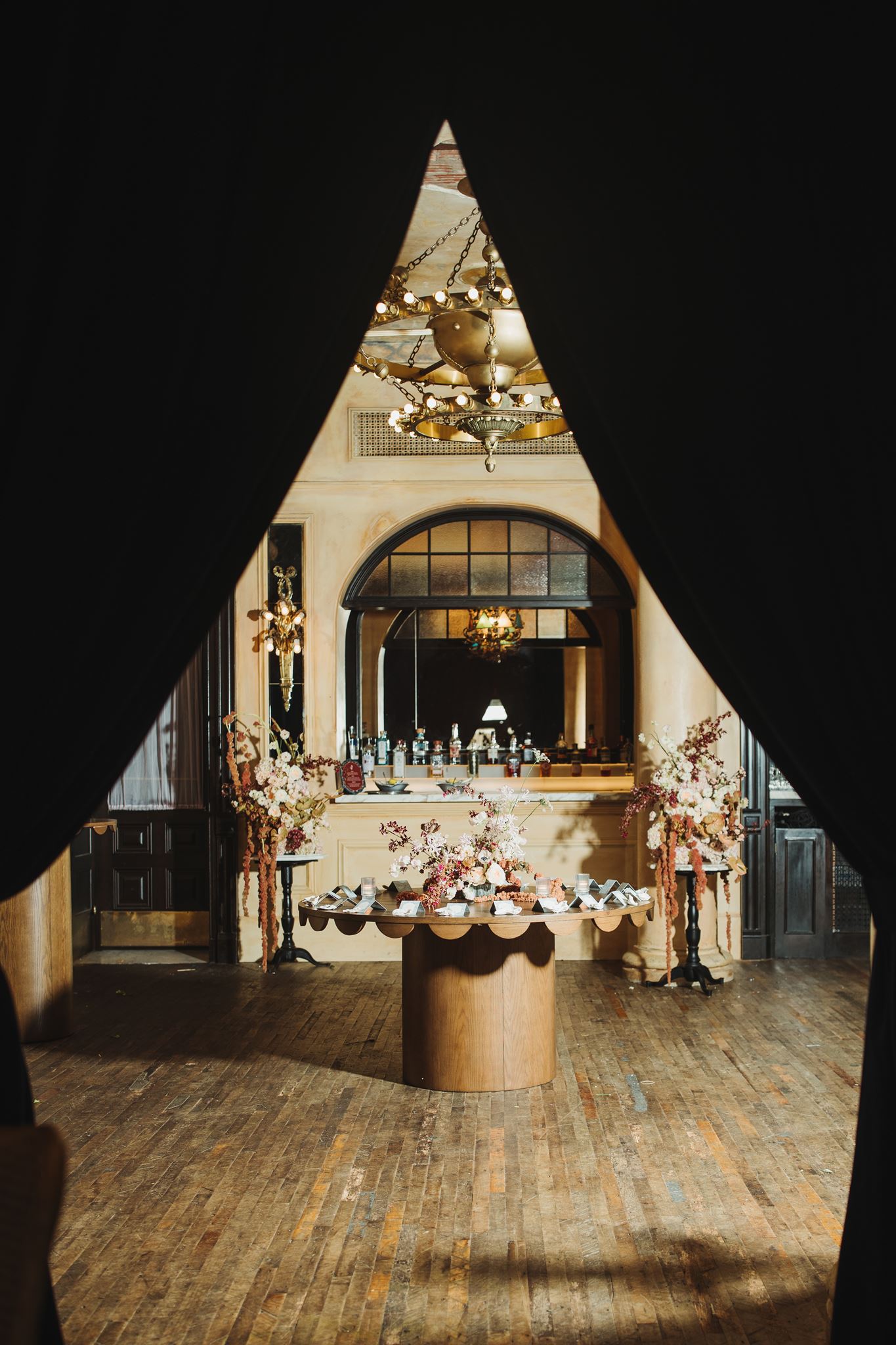 Welcome Table for Guests with Escort Cards Near Private Bar at Hotel Chelsea Event Space